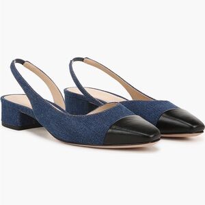 Veronica Beard Blue and Black Slingback Heels
